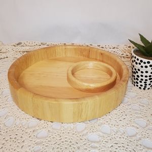Chip and dip wooden tray